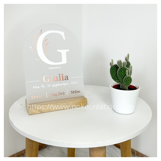 Plaque Naissance A5 - Arrondie